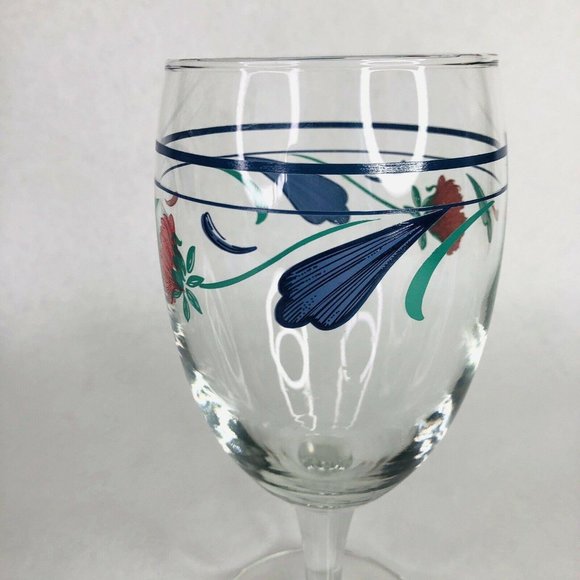 Lenox Poppies On Blue Iced Tea Glass Stemware 7" Hand Painted Beverage Drinkware - Picture 4 of 10